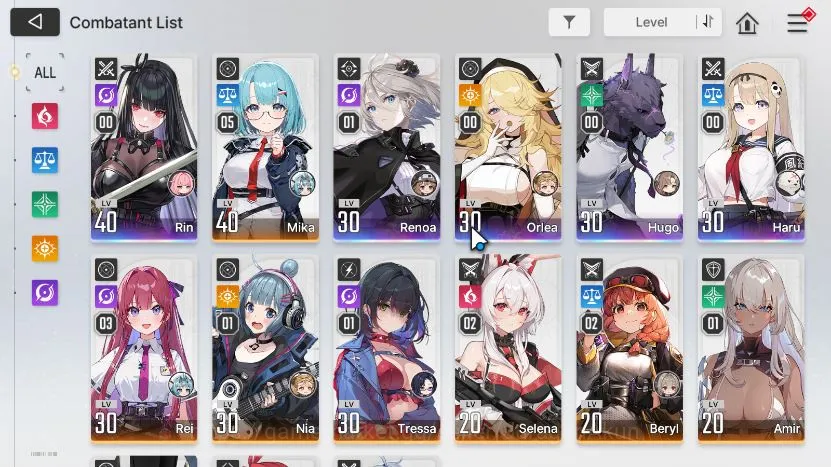 Chaos Zero Nightmare Accounts GLOBAL Lv33|5 SSR(Rin RenoaM1 Orlea Hugo Haru) 10SR(MikaM5,ReiM3,NiaM1,SelenaM2,etc)15SR 3
