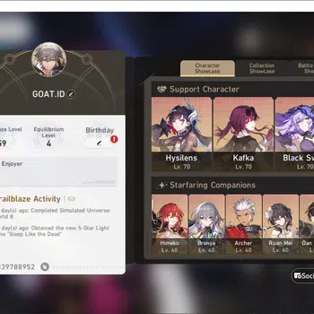 Honkai Star Rail Accounts Others ASIA TL59|6 Lim|Premium DOT|Hysilens E1|Kafka|Black Swan|Dan Heng PT|Ruan