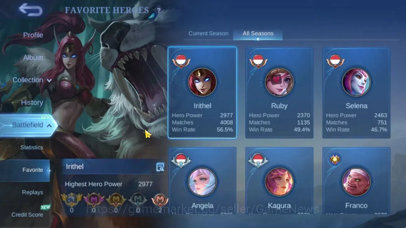 Mobile Legends: Bang Bang Accounts Hero 132|Skin 427|WDP 54 Day|Legend Lunox,JJK Xavi image 5