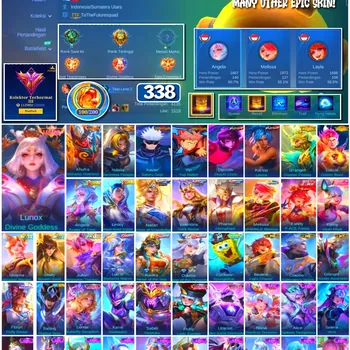 Mobile Legends: Bang Bang Accounts #4397 338 Skins | Lunox Divine Goddess (LEGEND) | Xavier Satoru Gojo (JUJUTSU KAISEN