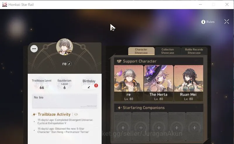 Honkai Star Rail Accounts Mid Game ASIA|TL 66| 6 Limited | Saber E2+Sign, The Herta+Sign, Phainon, Dan Heng PT Etc |MC 2