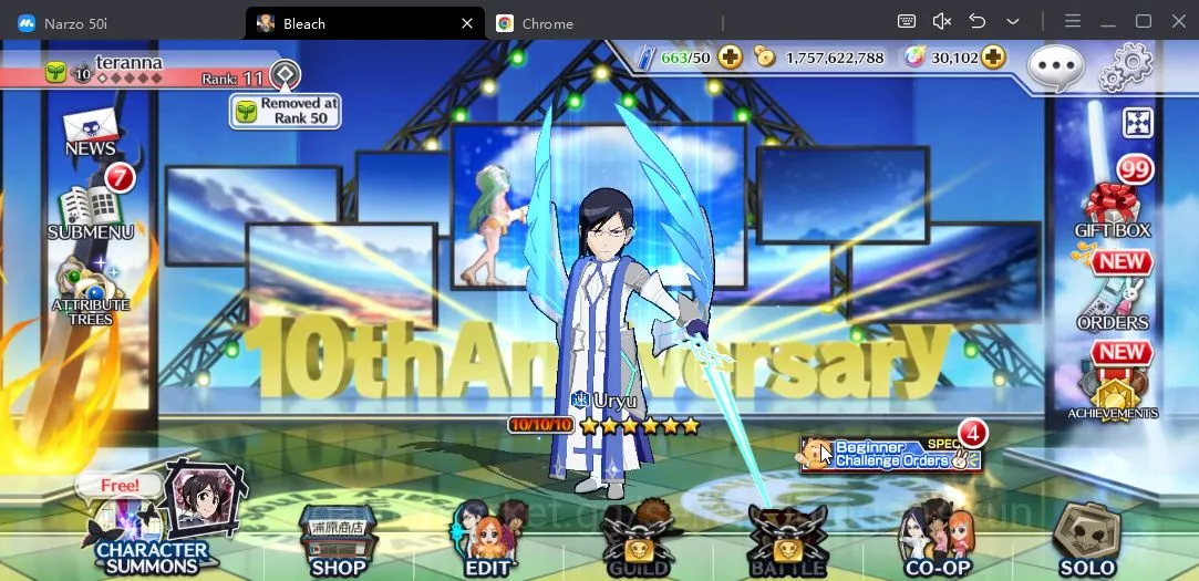 Bleach: Brave Souls Accounts Mid-Tier [GLOBAL] 30K Orbs | FreshStory | Rukia 10th,Nelliel+Rangiku Swimsuit25,Ichigo 9th,Uryu 4