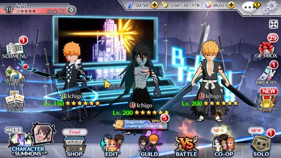 Bleach: Brave Souls Accounts Mid-Tier [GLOBAL]46K Orbs|Trio TYBW25 (Mayuri,Rangiku,Toshiro) Ichigo Mungetsu, Gremmy 9th