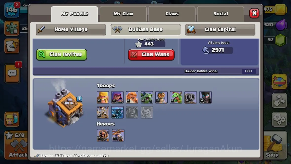 Clash of Clans Accounts TH 13-BH9|LV146|League Witch12|HH7|BK 60,AQ65,GW43 image 1