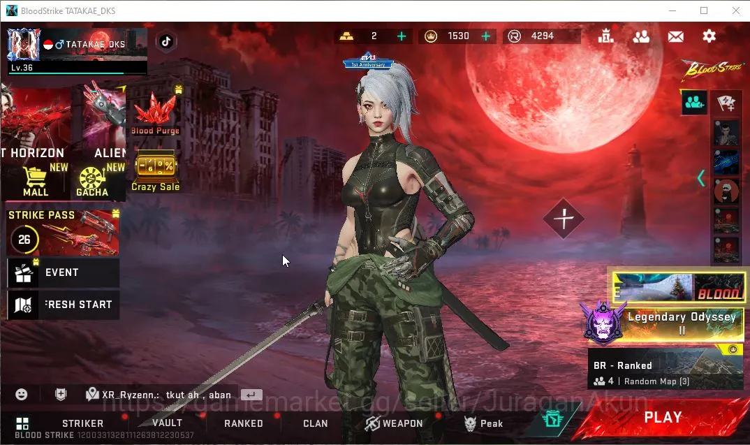 Asia|ETERNAL ETHAN-Alien Walker|2 Limit RPK-Vermilion,Anniv FAL-Evodra|3 Ultra FN2000,Lucian,JET|Log Netease|Check SS(BLS2329) Blood Strike Mid-Tier Asia|ETERNAL ETHAN-Alien Walker|2 Limit RPK-Vermil image 1