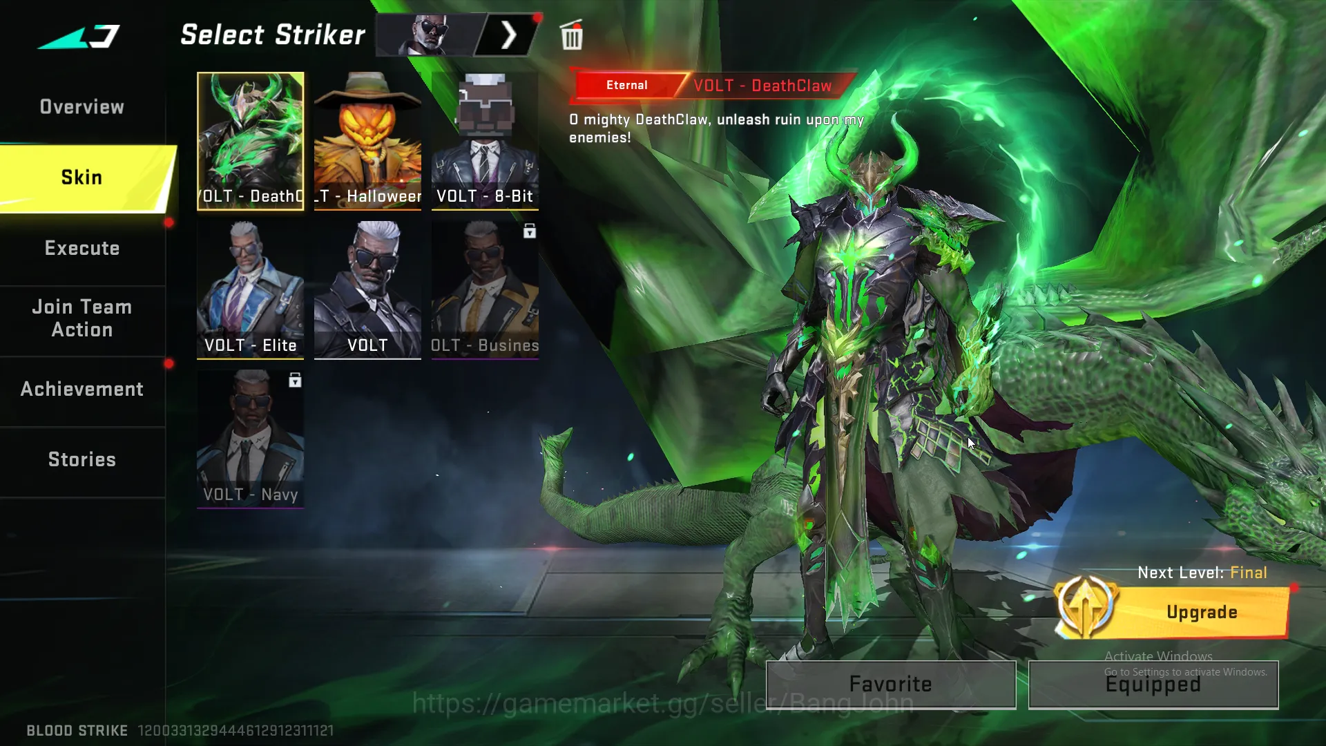 Blood Strike Accounts Others "Eternal Volt , Collab Ran Mikasa , Ultra Zero | Eternal Ump45 lvl 3 | Eternal Galil lvl 2 2