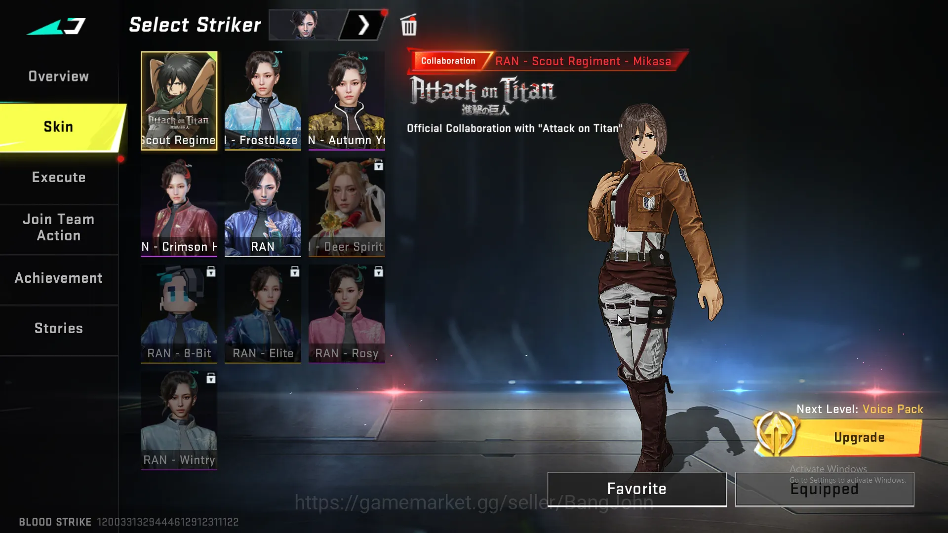 Blood Strike Accounts Others "Eternal Volt , Collab Ran Mikasa , Ultra Zero | Eternal Ump45 lvl 3 | Eternal Galil lvl 2 3