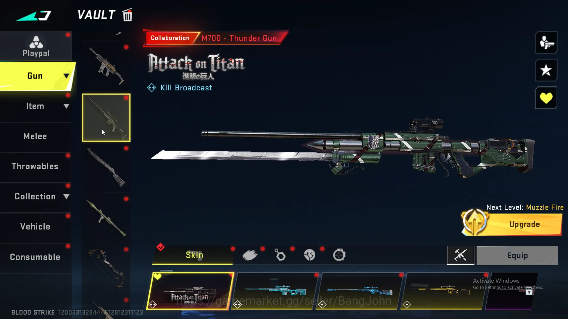 Blood Strike Accounts Others "Eternal Volt , Collab Ran Mikasa , Ultra Zero | Eternal Ump45 lvl 3 | Eternal Galil lvl 2 6