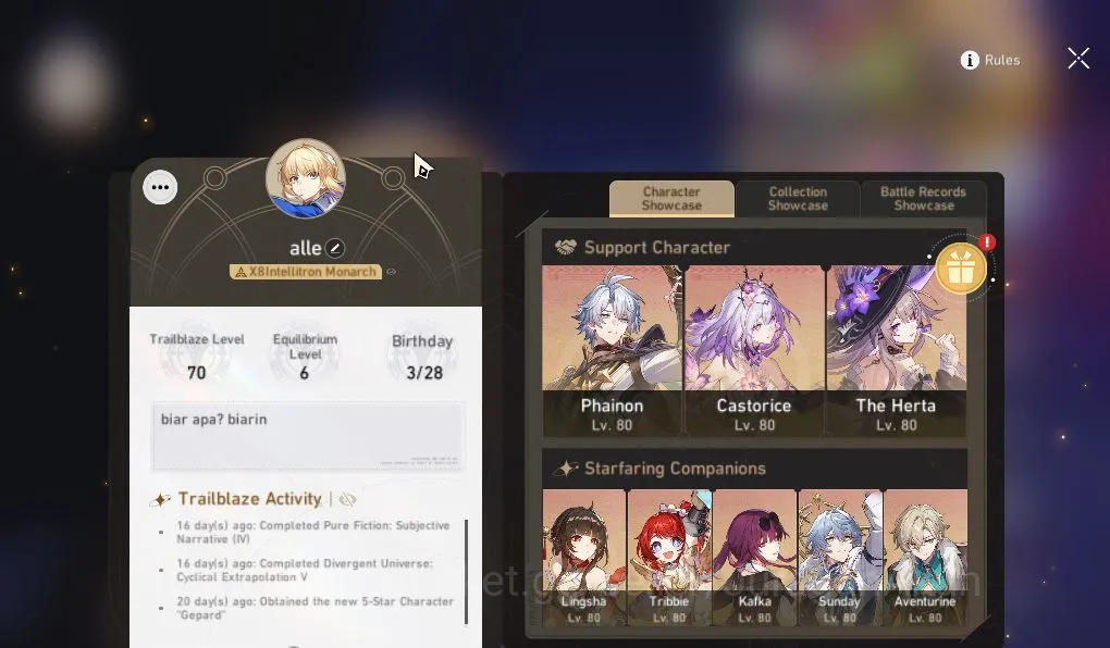 Honkai Star Rail End Game ASIA|TL65|14Limited(Phainon+Sign,Castorice+Sign,Ac image 1