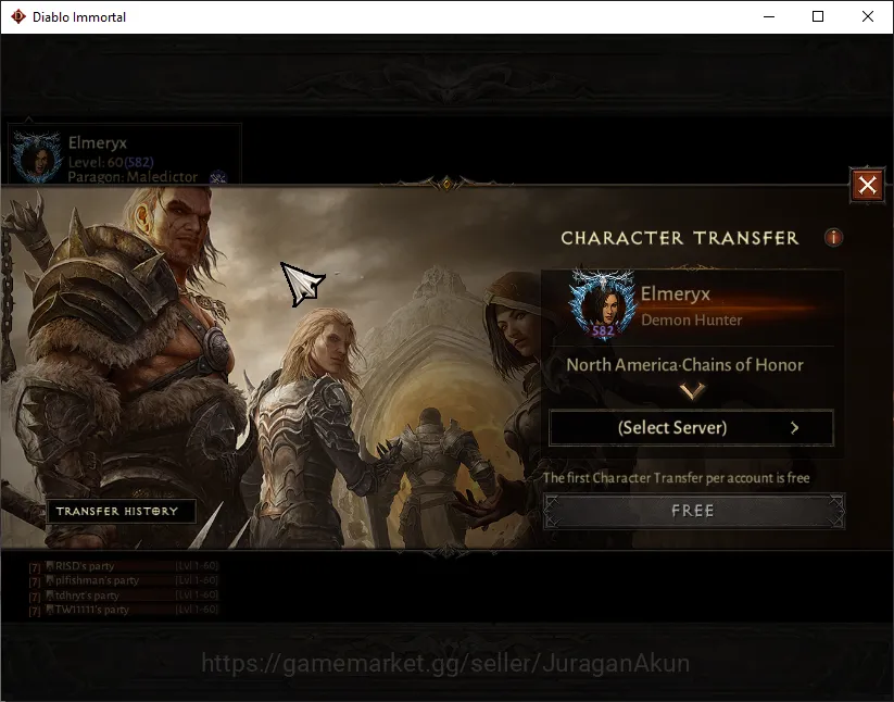 Diablo Immortal Accounts NA - Chains of Honor|Lv60 (582) Demon Hunter|36K C image 1