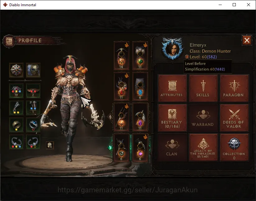 Diablo Immortal Accounts NA - Chains of Honor|Lv60 (582) Demon Hunter|36K C image 5