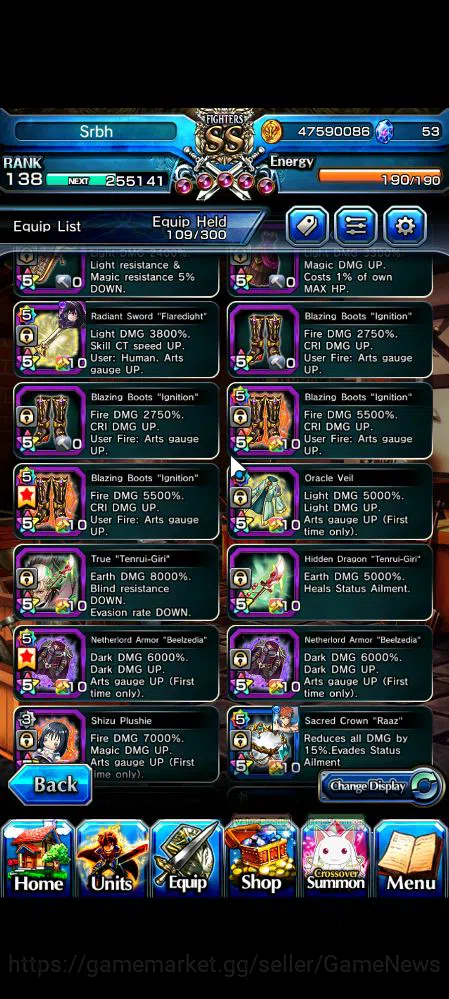 Grand Summoners Accounts Mid-Game Global|Rank 138|15 Ascend|Inumuta,ShadowTW,Summer (Miyu,ChloeTW),Emiya,DL 12