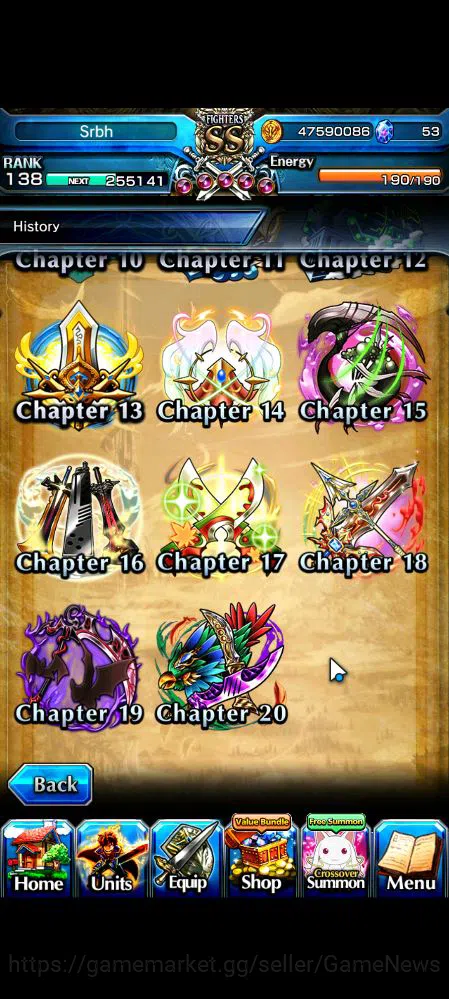 Grand Summoners Accounts Mid-Game Global|Rank 138|15 Ascend|Inumuta,ShadowTW,Summer (Miyu,ChloeTW),Emiya,DL 17