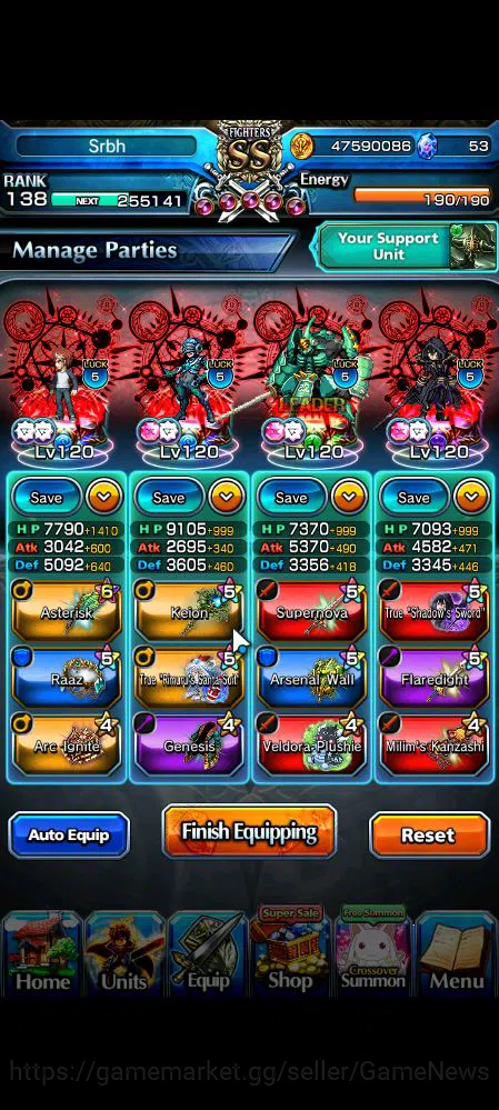 Grand Summoners Accounts Mid-Game Global|Rank 138|15 Ascend|Inumuta,ShadowTW,Summer (Miyu,ChloeTW),Emiya,DL 3