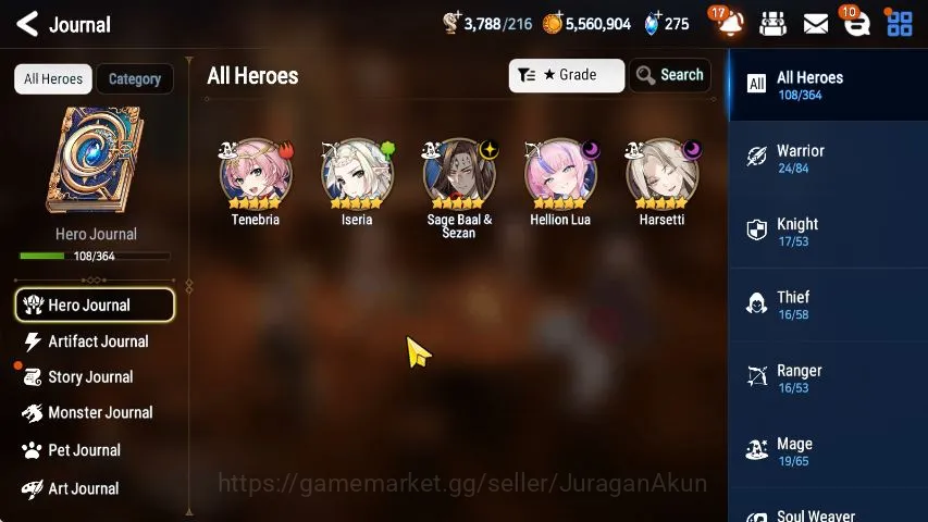 Epic Seven Accounts Starter Global Unverif|Fresh Starter|3 ML(Sage Ba'al,Hellion Lua,Har setti)+Tenebria|POH ON|Stove(ES2761) 3