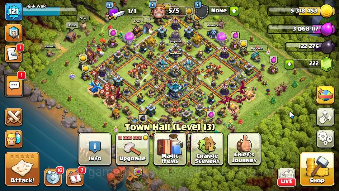 Clash of Clans Starter TH 13-BH 7|LV121|Wizard 11|HH 7|BK 44,AQ 48,GW 18, image 1