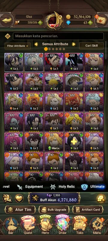 The Seven Deadly Sins: Grand Cross Accounts Midgame Asia |4,2M CC|2LR + 10UR + Many Collabs 2