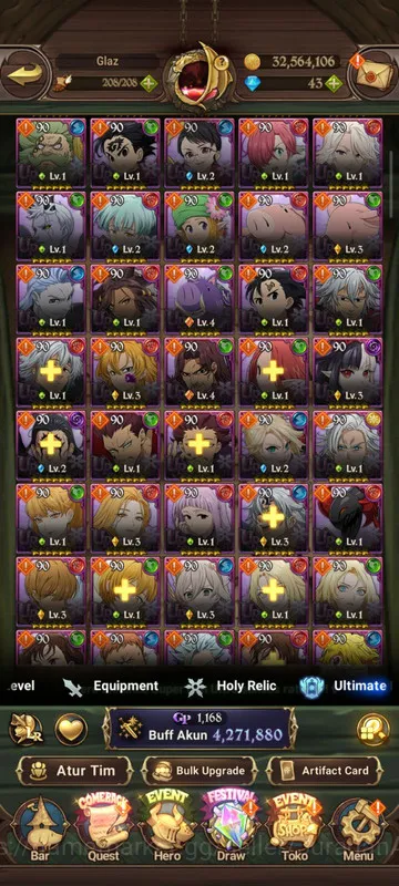 The Seven Deadly Sins: Grand Cross Accounts Midgame Asia |4,2M CC|2LR + 10UR + Many Collabs 3