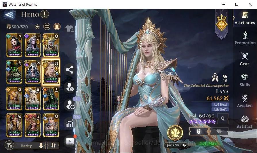 Watcher of Realms Accounts Mid-Tier Global 60x|LV83|5,3M Power Abyss I|12 Lord[Ingrid A3,Valderon,Prateus A1][Wukong A4,Hex 2