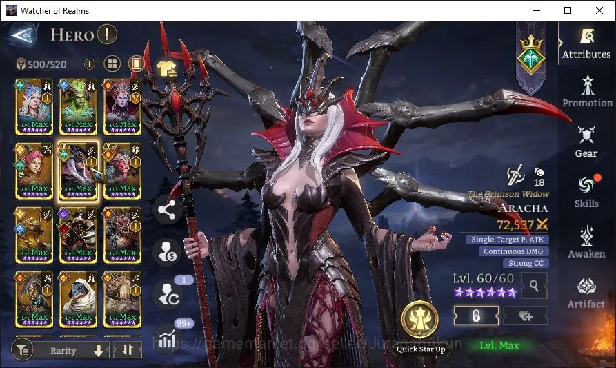 Watcher of Realms Accounts Mid-Tier Global 60x|LV83|5,3M Power Abyss I|12 Lord[Ingrid A3,Valderon,Prateus A1][Wukong A4,Hex 5