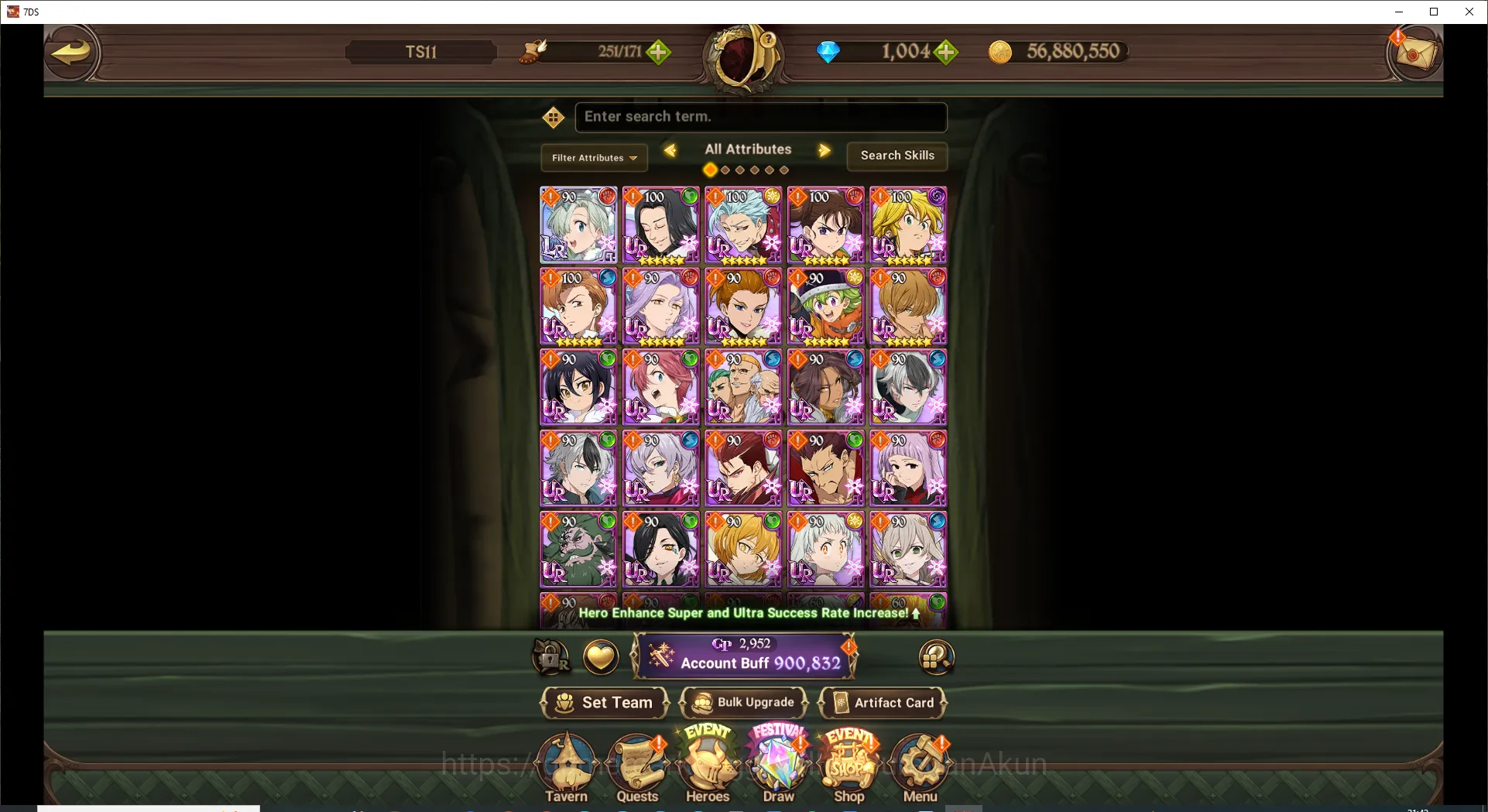 The Seven Deadly Sins: Grand Cross Accounts Midgame Asia | 900M CC | Ch 5 | Starter | 1 LR - 2 UR + 1004 Gems | Escanor 4