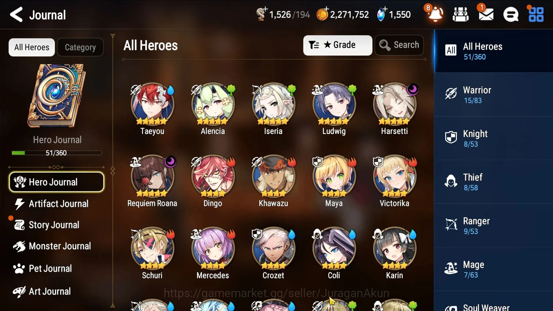Epic Seven Accounts Starter Global UnVerif|3ML(Har seti,R Roana,Vildred)51Char(Taeyou)1.5K Energy,1.5K SStone,7.4K 4