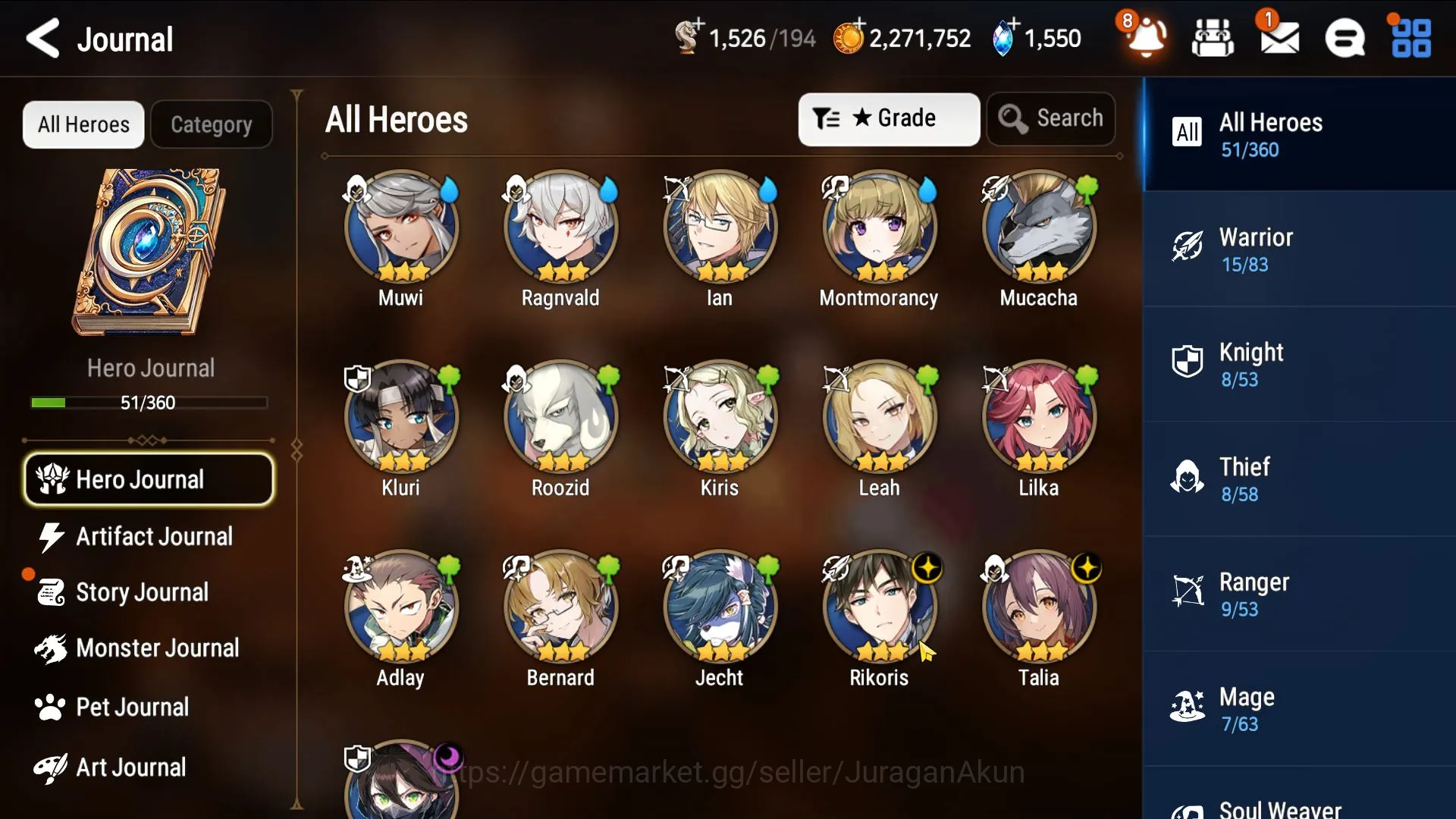Epic Seven Accounts Starter Global UnVerif|3ML(Har seti,R Roana,Vildred)51Char(Taeyou)1.5K Energy,1.5K SStone,7.4K 5