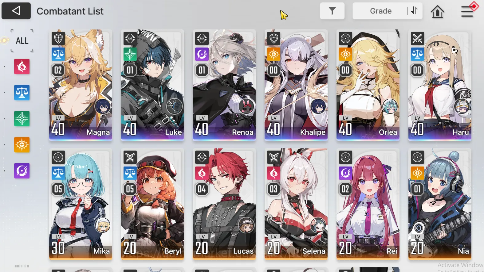 Chaos Zero Nightmare Accounts GLOBAL|Good Mid|6SSR Khalipe,Magna M2,Luke M1,Renoa M1,Haru,Orlea|Build 40-50k Save Data|Log 5