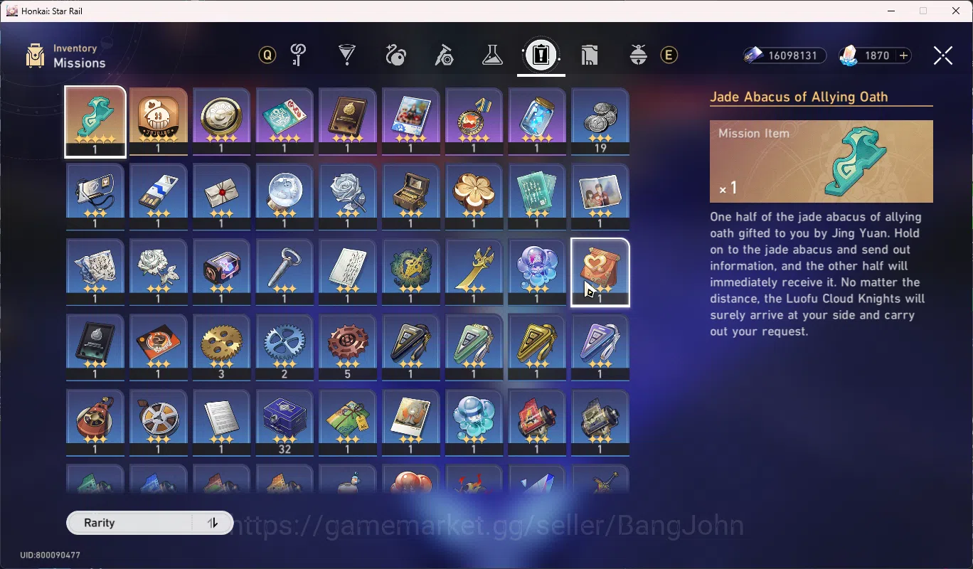 Honkai Star Rail Accounts Others ASIA | TL 70 | Stellar Jade 1870 + 4 ticket | Limited 20 | costume Ruan Mei | Yao Guang S1 15