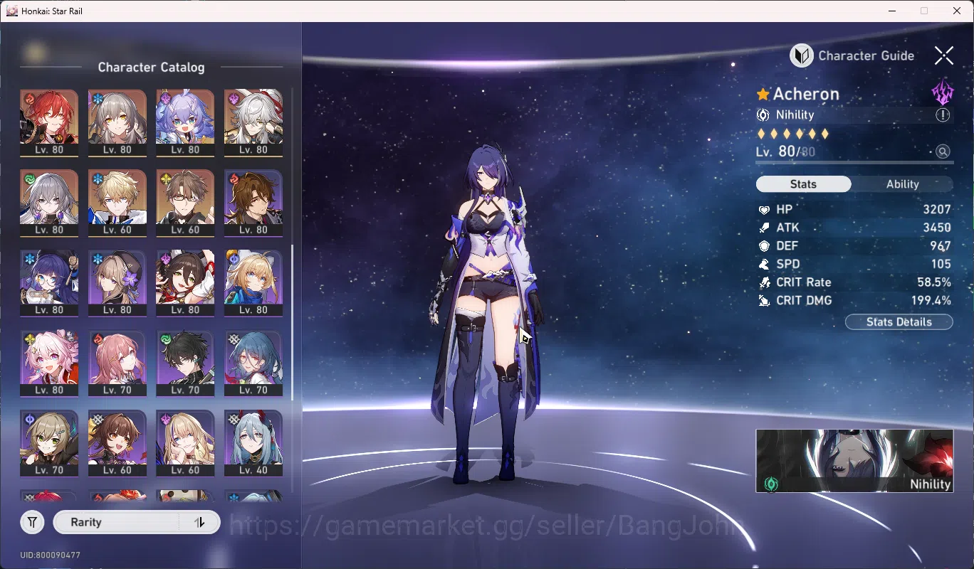 Honkai Star Rail Accounts Others ASIA | TL 70 | Stellar Jade 1870 + 4 ticket | Limited 20 | costume Ruan Mei | Yao Guang S1 3