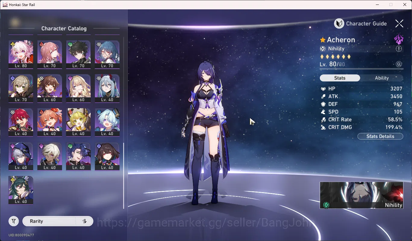 Honkai Star Rail Accounts Others ASIA | TL 70 | Stellar Jade 1870 + 4 ticket | Limited 20 | costume Ruan Mei | Yao Guang S1 4