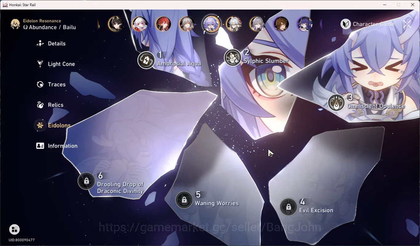 Honkai Star Rail Accounts Others ASIA | TL 70 | Stellar Jade 1870 + 4 ticket | Limited 20 | costume Ruan Mei | Yao Guang S1 8