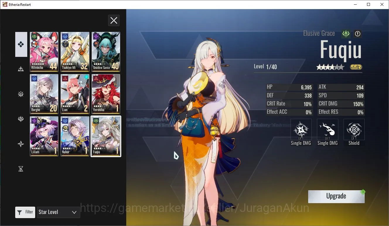 Etheria: Restart Accounts Mid‑Tier Global-S9| 9 SSR (Fuqiu[P1],Shadow Sania,Liliam,Tsukiyo Mi,Veronika,etc)+23SR 5