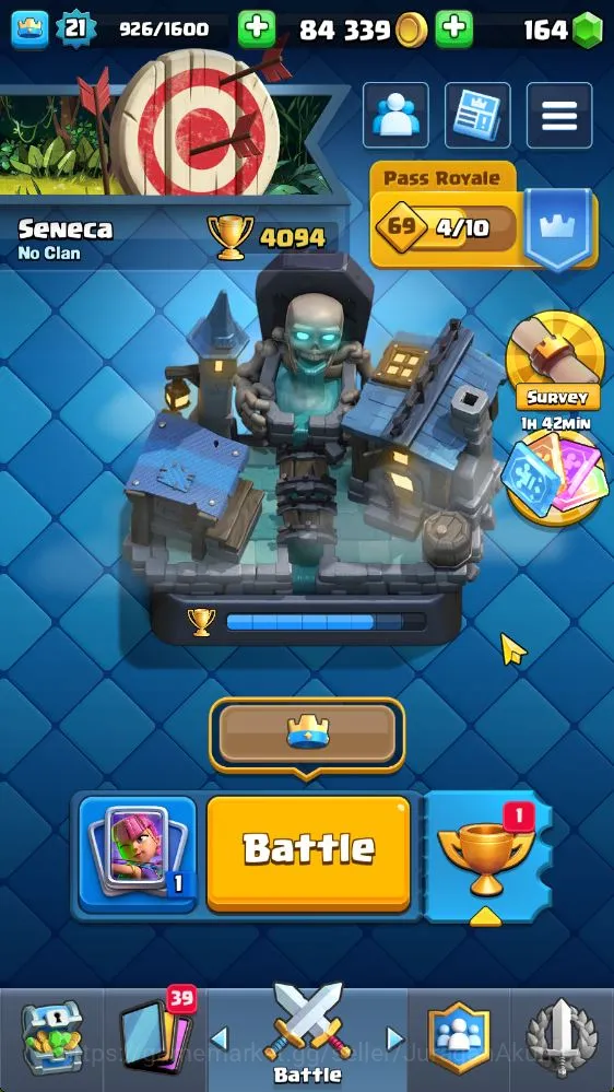 Clash Royale Accounts Midgame Lvl 21|Trophy 4049| KTL 8 | Card 70 | 1 EVO, 4 Legend, 16 Epic, 20 Rare, 26 Common | Gems 164