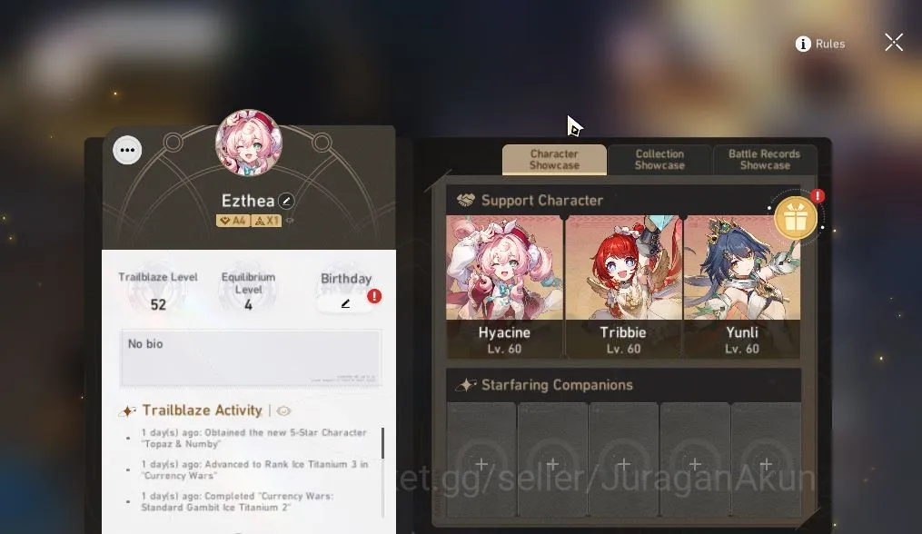Honkai Star Rail Mid Game ASIA|TL 52| 6 Limited |Tribbie+Sign,Hycine,Yunli,D image 1