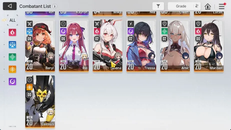 Chaos Zero Nightmare Accounts GLOBAL|Lv 51|8 SSR[Yuki,KhalipeM1,MagnaM1,RenoaM1,Mei Lin,Rin,Kayron] + 11 SR + 27 SSR 2