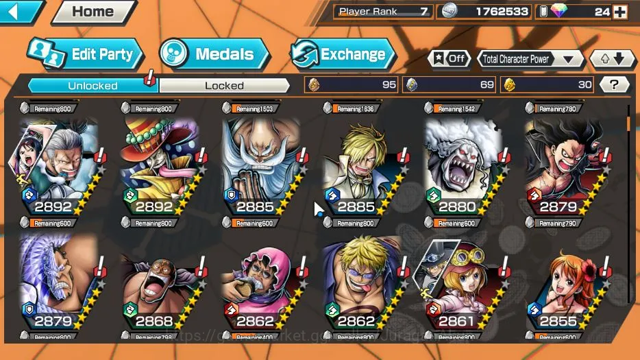 One Piece Bounty Rush Accounts Starter Global|3 META EX|Daimyo Kuari Oden,Five Elders St.Jaygarcia Saturn,Blackbeard Pirates 5