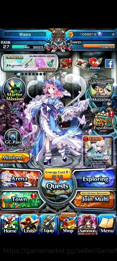 Grand Summoners Accounts Mid-Game Global|Rank 27|2 Ascend ( Young Inheritor Islid,Yuyuko Saigyouji)|Lpot 5 |Check SS(GS2575) 1