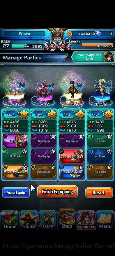 Grand Summoners Accounts Mid-Game Global|Rank 27|2 Ascend ( Young Inheritor Islid,Yuyuko Saigyouji)|Lpot 5 |Check SS(GS2575) 3