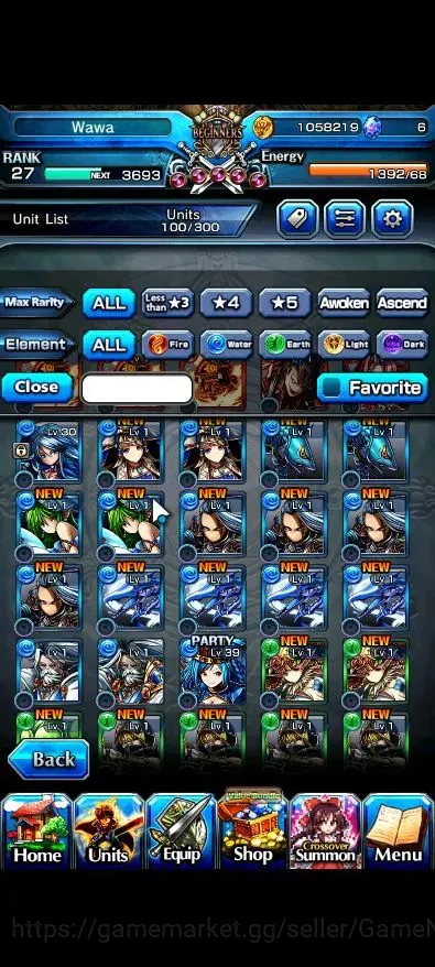 Grand Summoners Accounts Mid-Game Global|Rank 27|2 Ascend ( Young Inheritor Islid,Yuyuko Saigyouji)|Lpot 5 |Check SS(GS2575) 6