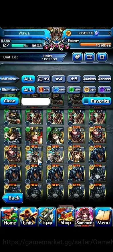Grand Summoners Accounts Mid-Game Global|Rank 27|2 Ascend ( Young Inheritor Islid,Yuyuko Saigyouji)|Lpot 5 |Check SS(GS2575) 7