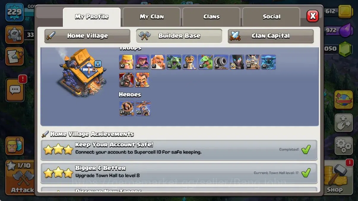 Clash of Clans Accounts Global | TH 17-BH 10|8 Skins|LVL 229|HH 11|BK 79,A image 19