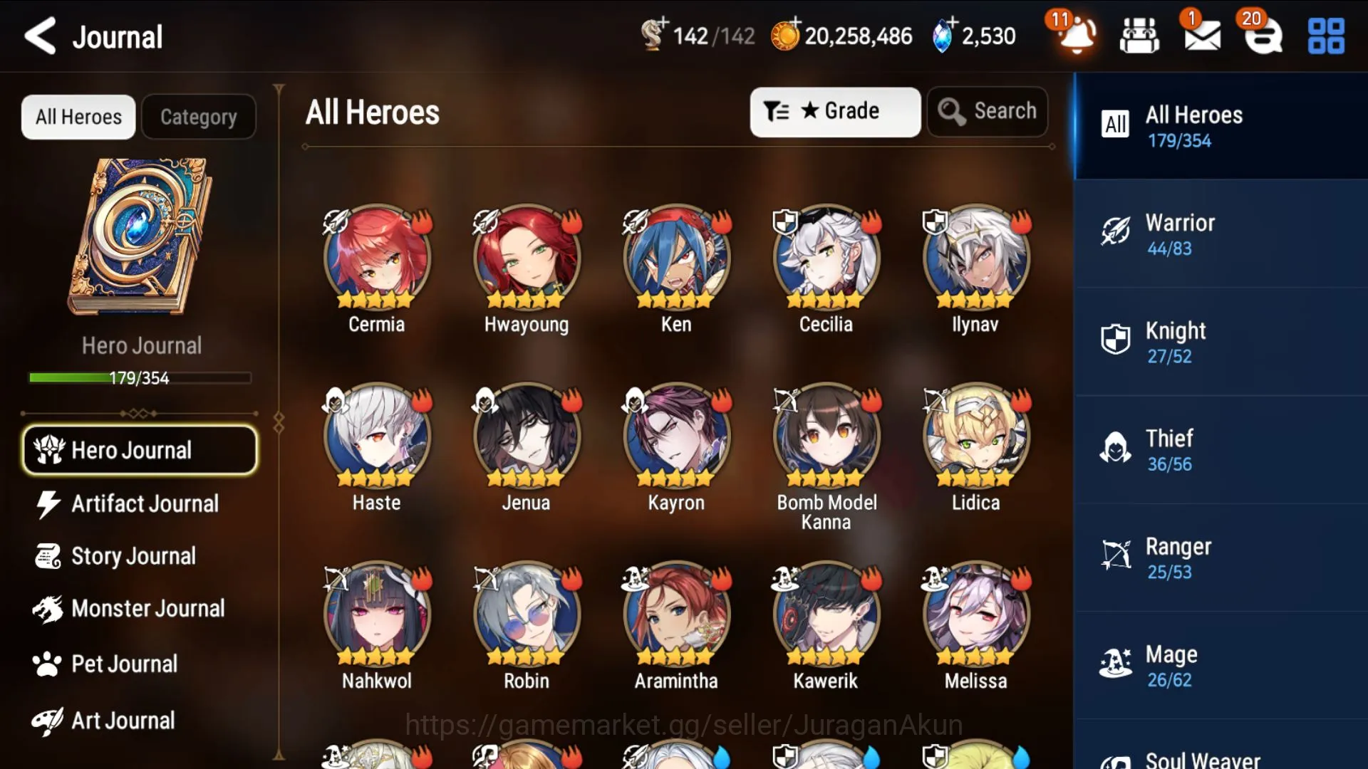 Epic Seven Accounts Mid-Tier Global|12ML(DP Aria,NC Landy,New k Adin,S Sez,DD Ray,Etc)179 Char,Limited Robin,Birgitta,|2k 2