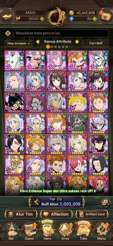 Asia |3M CC| 1LR + 5UR | Collab TOG| Mael3/6,Elimeli2/6,Gowther,Arthur,Thor ( & etc) |Unlinked|CheckSS(SDS1309) The Seven Deadly Sins: Grand Cross Midgame Asia |3M CC| 1LR + 5UR | Collab TOG| Mael3/6,Elime image 1