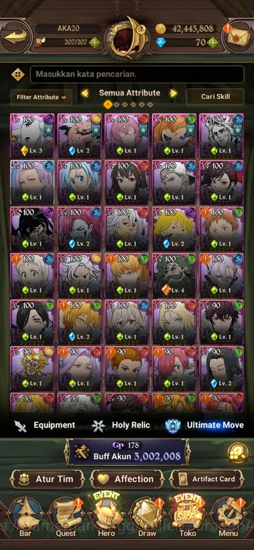 The Seven Deadly Sins: Grand Cross Accounts Midgame Asia |3M CC| 1LR + 5UR | Collab TOG 2