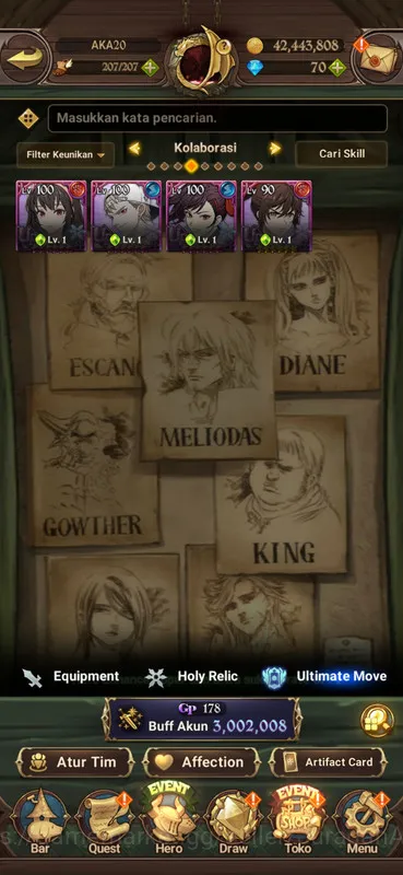 The Seven Deadly Sins: Grand Cross Accounts Midgame Asia |3M CC| 1LR + 5UR | Collab TOG 3