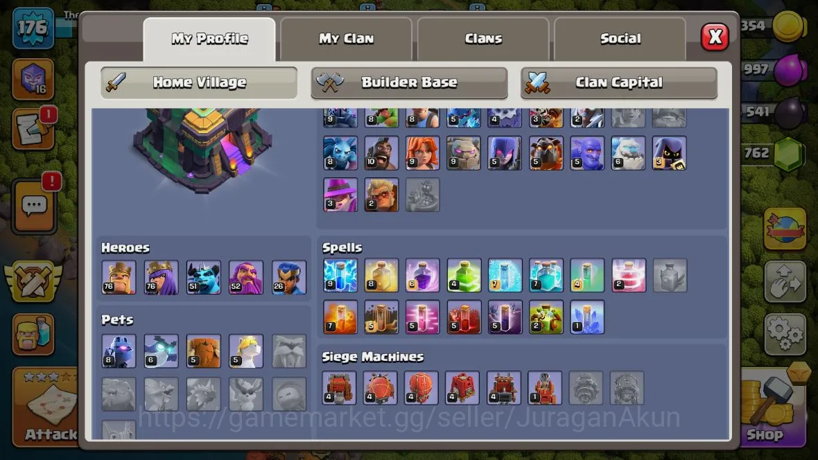 Clash of Clans Accounts TH 14-BH9|LV176|League Witch 16 |HH8|BK 76,AQ 76,G image 3