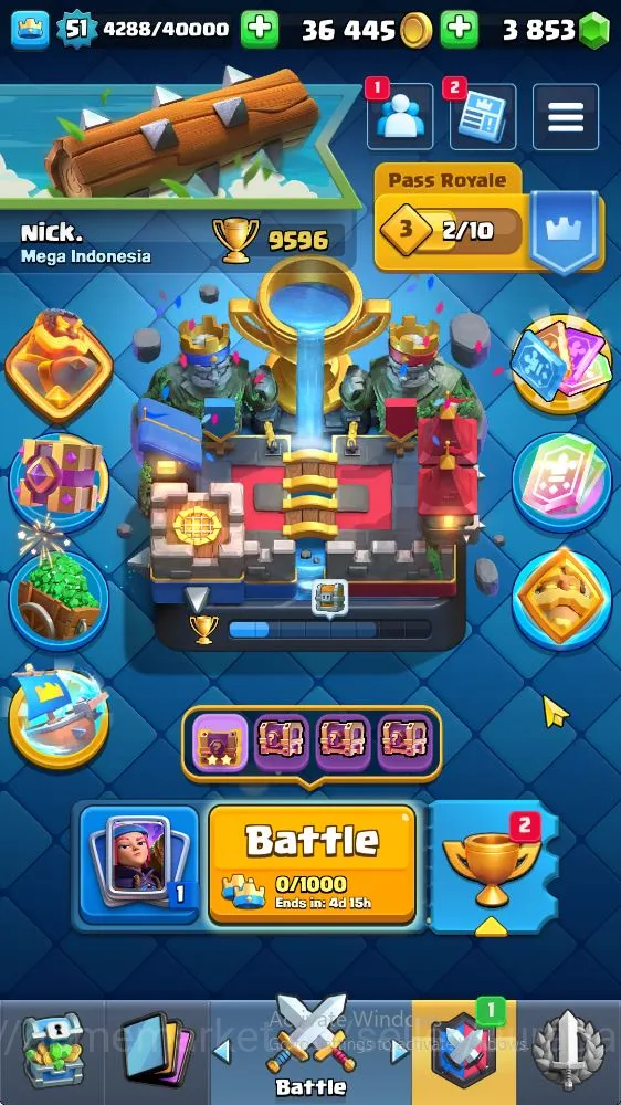 Lvl 51|Trophy 9596|KTL 14|Limited Skin|Card 121|14 EVO,8 Champ,21 Legend,33 Epic,30 Rare,29 Common|3853 Gems|Take Email(CR1127) Clash Royale High-End Lvl 51|Trophy 9596|KTL 14|Limited Skin|Card 121|14 image 1