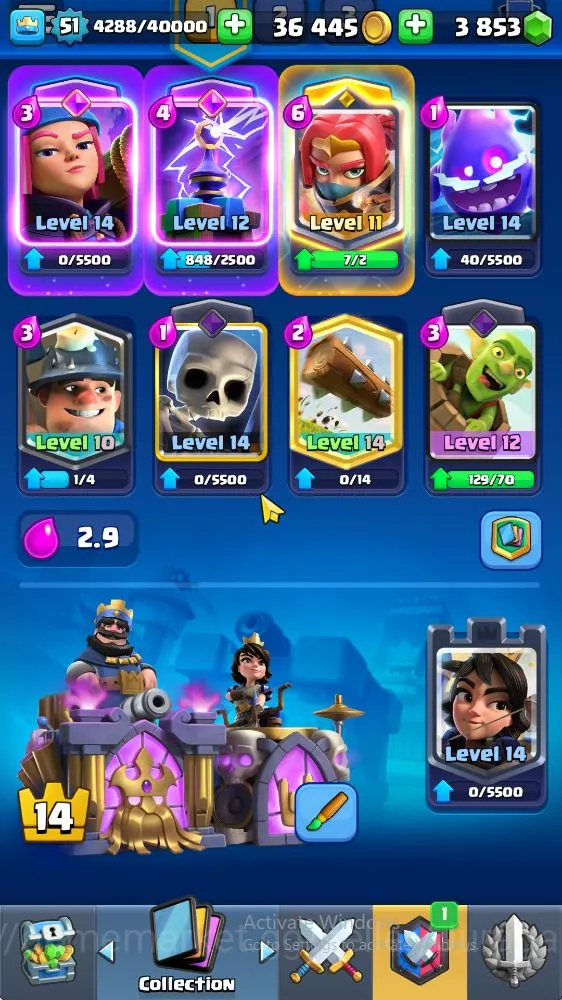 Clash Royale Accounts High-End Lvl 51|Trophy 9596|KTL 14|Limited Skin|Card 121|14 EVO,8 Champ,21 Legend,33 Epic,30 Rare,29 2