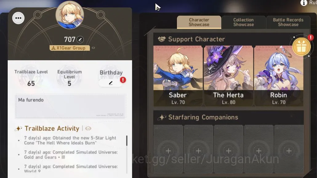 Honkai Star Rail Accounts ASIA|TL65|6 Limited [(The Herta,Aventurine,Saber,A image 1